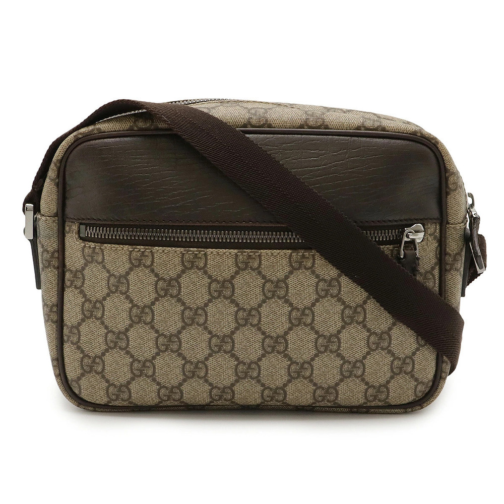 Gucci GG Supreme Plus Crossbody Bag Leather Beige Brown Cream